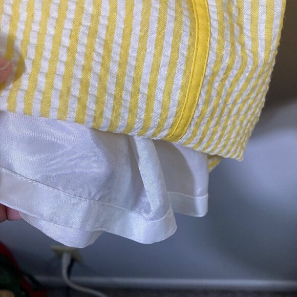 Womens Vintage Spenser Jeremy Seer Sucker Lined Pants Yellow White Stripe 8 - Picture 7 of 8